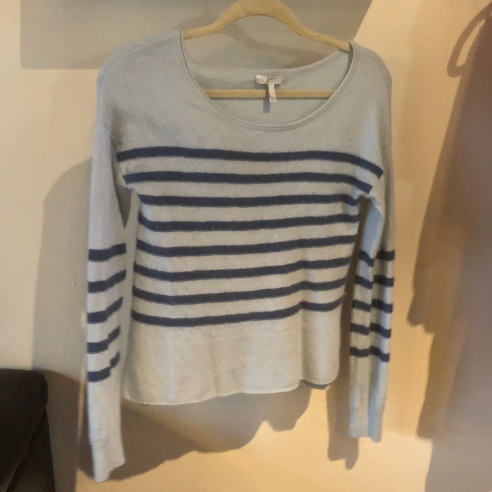 Joie Light Blue & Navy Striped Sweater